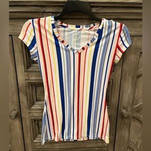 NWT Juniors IT’S FASHION Multicolored Vertical Stripe Blouse (Small)